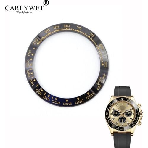 CARLYWET Wholesale High Quality Ceramic Black with Gold Writing Watch Bezel for Daytona 116500 - 116520