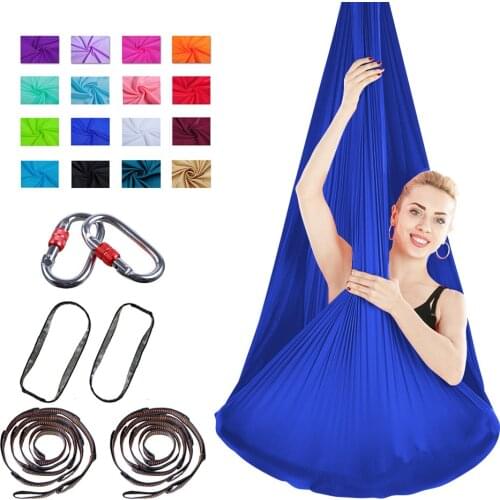 5m Elastic Yoga Hammock Swing Latest Multifunction Anti-gravity Yoga Belts for Yoga Training Yoga for Sports with Accessories