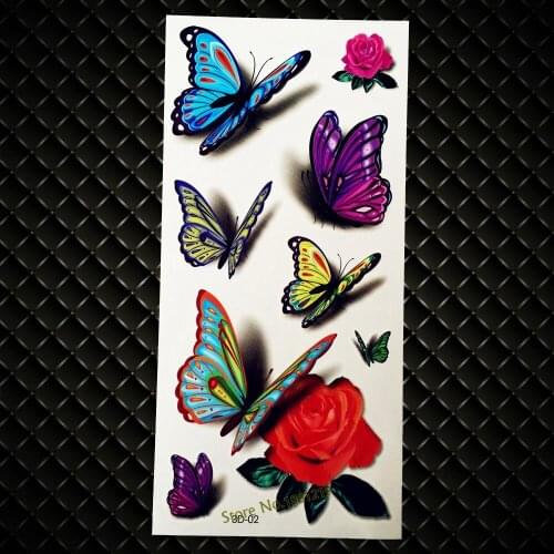 Sexy Body Art Flash Tattoo Flying Butterflies Children Cartoon Tattoo Stickers 9x19CM Fake Tattoo For Women Henna Tatoo Paste