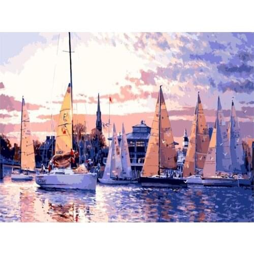 GATYZTORY 5D Diamond Painting Squirrel Landscape Diamond Embroidery Cross Stitch Boat New Arrival Mosaic Home Decor