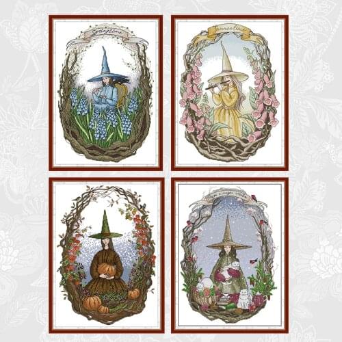 The Four Seasons of The Wizarding World Chinese Cross Stitch Kits 14CT 11CT Printed on Fabric Handmade Needlework Embroidery
