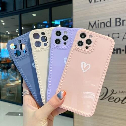 Korean Love Heart Phone Cases For iPhone 11 Pro Max 12mini X Xs max 7 8 Puls 6 6s Soft Silicone Case Cover For iphone 12 coque
