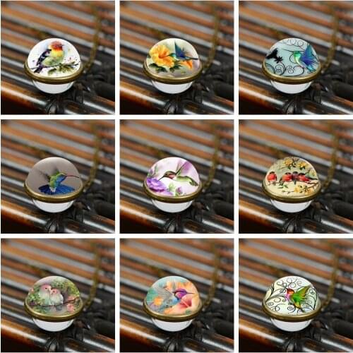 SONGDA Beautiful Hummingbird Choker Necklace Double Side Cabochon Pendant Womens Chain On The Neck Gift To Friend Accessories