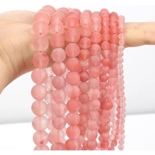 Matte Frosted Pink Agate Natural Stone Beads Round Loose Beads For Jewelry Making DIY Bracelets Charm Accessories 4/6/8/10/12MM
