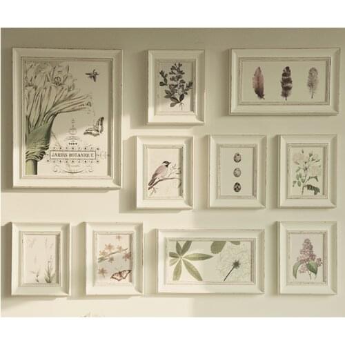 Vintage Wooden Photo Frame Set European Wall Hanging Accessories Decorative Living Room Bedroom Wall Decoration Furnishing