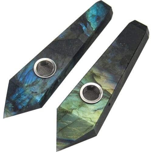 Natural Crystal Stone Smoking Pipe Quartz Healing Crystals Stones Jewelry Point Wand Gemstone with Brush Filter Dropshipping