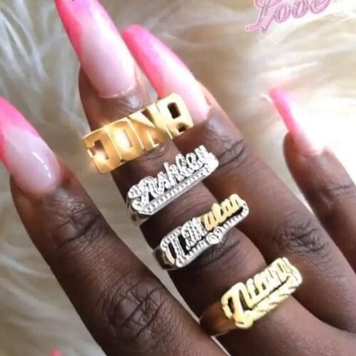 2020 New Custom Name Ring Gold Personality Hip Hop Ring Women Fashion Punk Letter Ring Gift