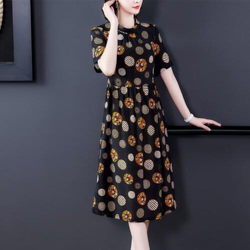 New mulberry silk dress summer accept waist big yards middle-aged temperament mother put A word 2020 restoring ancient way