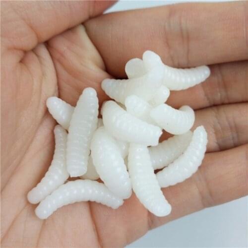 50PCS Fishing Lure Soft bait 2cm 0.35 grams maggot Grub Soft Lure Baits Worm silicone Artificial Fishing Lures for Fishing