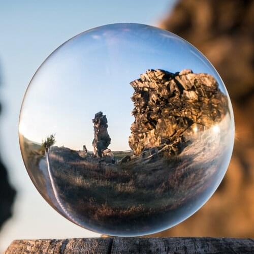 Photography Crystal Lens Ball 50/60/70/80/90/100/110mm w/ Portable Bag Asian Quartz Clear Magic Glass Ball for Photo Shooting