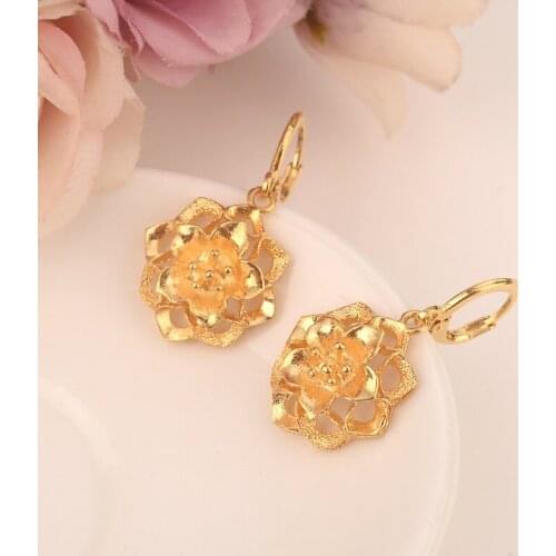 Earrings For Women Fashion Jewelry Gold Color african Arab Earrings Body Jewelry Flower Pendant as women girls kids Gift