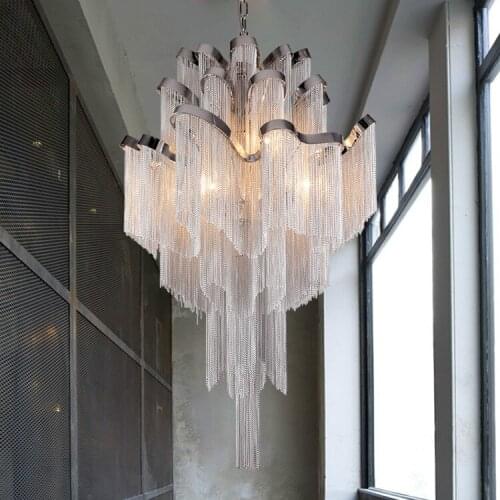 Post modern luxury aluminum chain chandelier hotel project villa chandeler North European Chandelier