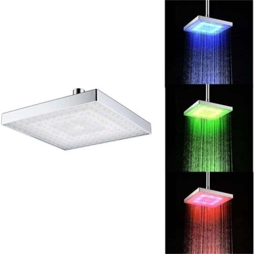 LED Shower Heads 8 Inch ABS Temperature Control Three Colors for Sale LD8030-C1
