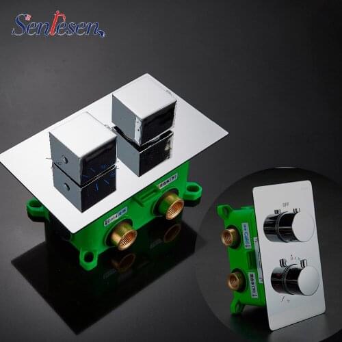 Senlesen Thermostatic Spool 2 ways / 3 ways Shower Set Chrome Mixer Water Hot and Cold Water Mixer Tap Bathroom Accessories