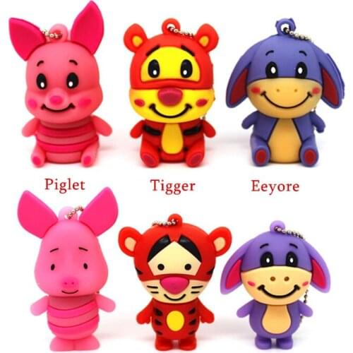 Cute Cartoon animal Donkey Tigger Pig U Disk pen drive 4GB/8GB/16GB/32GB usb flash drive memory stick Pen Drive piglet/eeyore