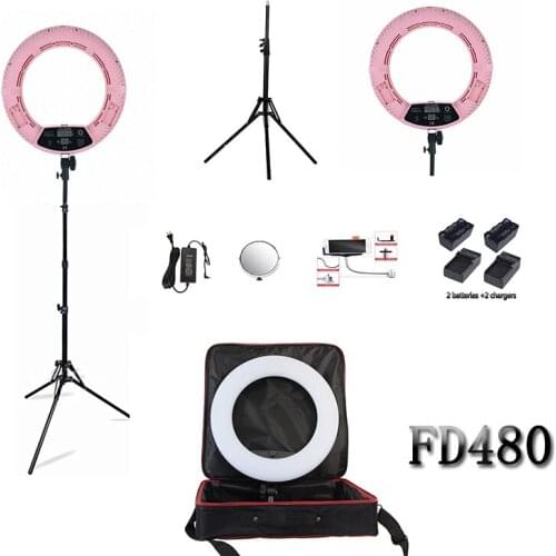 Yidoblo Pink FD-480II LED Ring lamp Light Make up sefie ring lamp set + lignt stand + bag + batteries