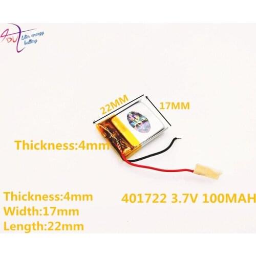 1pcs [SD] 3.7V,100mAH,[401722] Polymer lithium ion / Li-ion battery for TOY,POWER BANK,GPS,mp3,mp4,cell phone,speaker