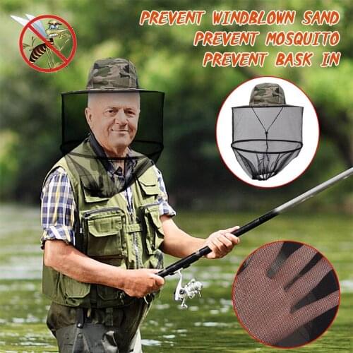 Anti Bee Hat Net Folding Adjustable Face Protective Cover 1PC Camouflage Camping Portable Mosquito Hiking Beekeeping Hat
