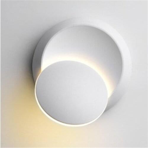 1X LED bedside lamp, wall lamp, 360 degree rotation, adjustable white and black, creative modern corridor, round lamp, wall lamp