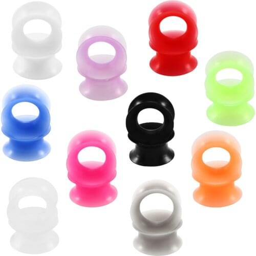Utimtree 2PCS Silicone Flexible Ear Plugs and Tunnels Ear Piercings Ear Gauge Stretcher Ear Plugs Tunnels Body Piercing Jewelry
