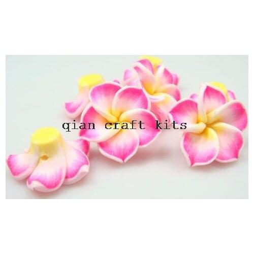 200pcs Pink Polymer Clay Flower Beads, 20mm, Plumeria Flower Beads, Beads Flower, Flower