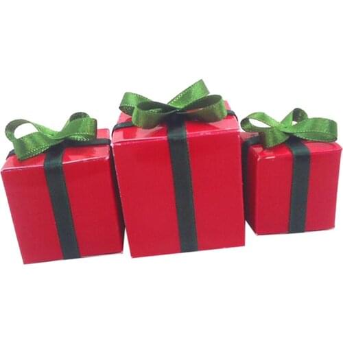 3Pcs 1/12 Mini Christmas Gift Box Model Miniature Sand Table Micro Landscape Accessories DIY Dollhouse Diorama Fairy Garden