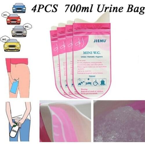 4Pcs 700ml Unisex Emergency Portable Car Urine Bag Outdoor Toilet Pee Bag Disposable Bag Mini W.C Portable Long Travel Bag