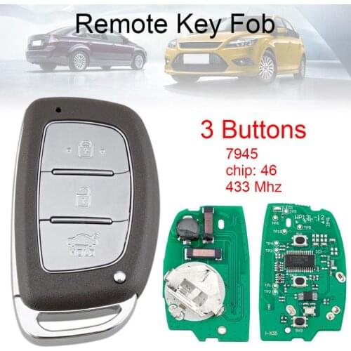 433MHz Keyless Smart Remote Car Key Fob with PCF7945A ID46 CHIP Fit for HYUNDAI IX35 HOT