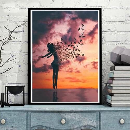 5D DIY Diamond Painting Embroidery Portrait Woman Diamond Cross Stitch Sale Butterfly Sunset Rhinestone Full Mosaic Wall Art