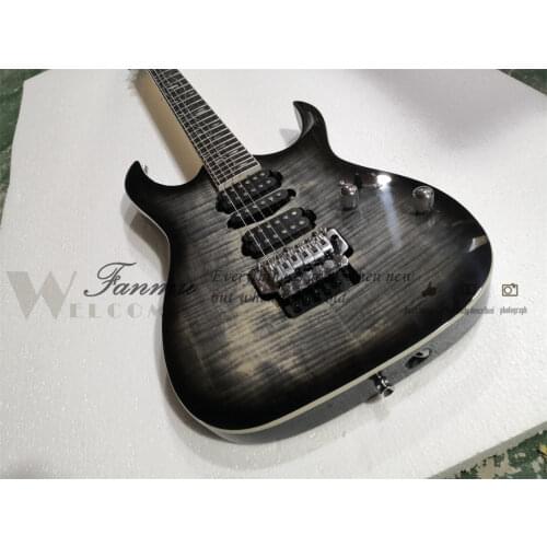 Free shipping custom 6 string guitar,irregular axe body ,24 frets,rosewood HH pickups,strings through body,chrome button