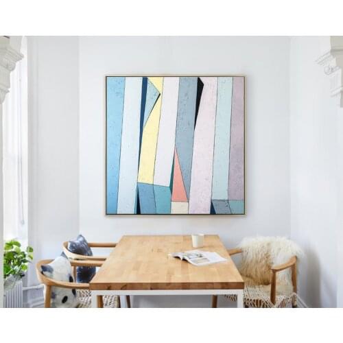 Abstract Painting Original Large Acrylic Canvas Wall Art Colorful Minimal Contemporary Modern Painting on Canvas Summer Deck