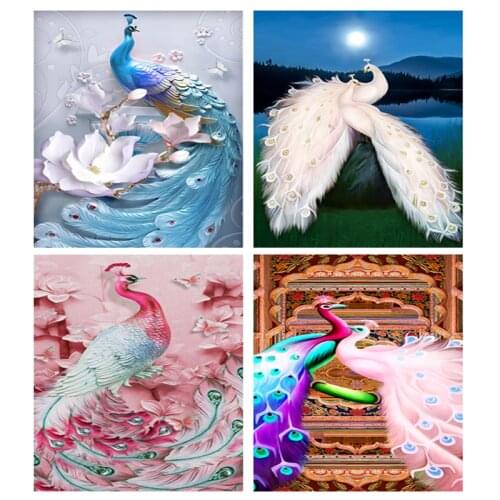 Peacock Diamond Painting 5D Full Round Drill 5D Diamond Embroidery Mosaic Animal Picture Cross Stitch Home Decor Wall Art Gift