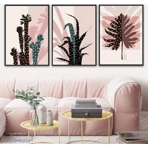 Aloe Cactus Monstera Phalaenopsis Leaves Shadows Canvas Painting Nordic Plant Design Posters and Prints Wall Art Pictures