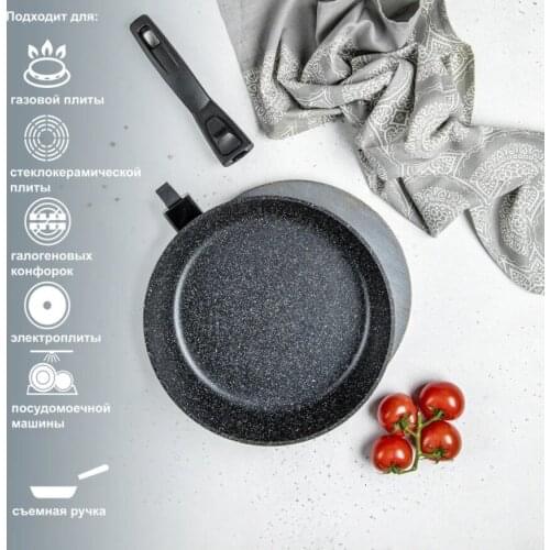 Non-stick Frying Pan Aluminum with Removable Bakelite Handle Thickened Bottom More Durable Better Thermal Conductivity Black