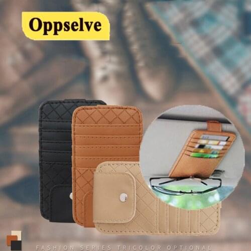 Car Sun Glasses Sunglasses Clip Credit Card Pen Holder Multifunctional Car Sun Visor Storage Bag Business Card Pouch Accessories
