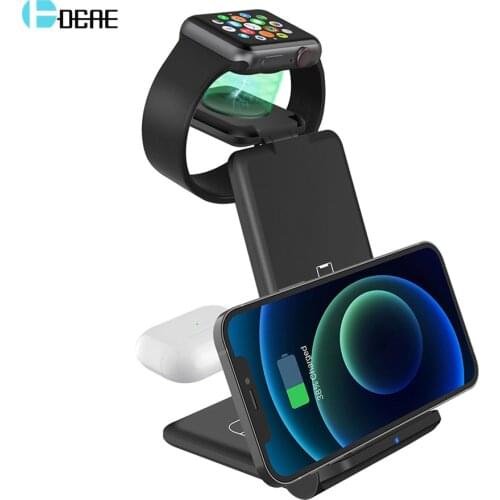 3 In 1 Wireless Charger For iPhone 12 11 XS XR X 8 Samsung S21 S20 S10 15W Qi Fast Charging Station for AirPods Pro Apple Watch