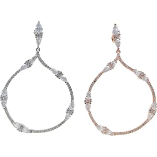 Big micro pave cz hoop earring silver color gorgeous charming women lady jewelry european classic cz hoops