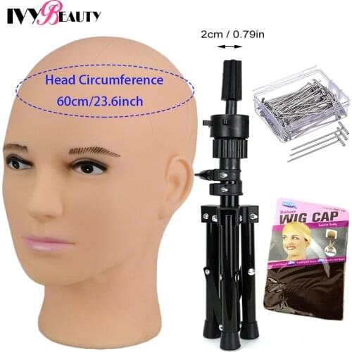 Large Size Male Mannequin Head With Stand For Wig Making Hat Display Bald Training Head With Wig Head Stand Tripod For Choice