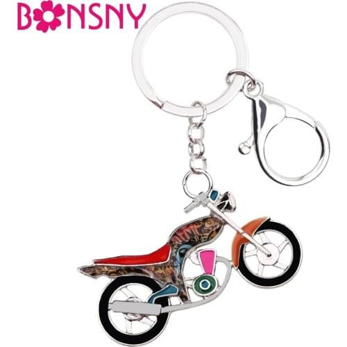 Bonsny Enamel Alloy Transportation Motorbike Motorcycle Key Chains Keyring Gift For Women Girl Ladies Handbag Car Charms Jewelry