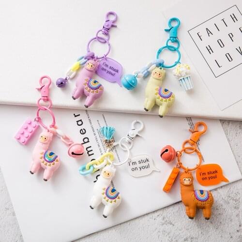 5 Styles Cartoon Three-dimensional Cute Alpaca Keychain Doll Creative Cartoon Little Sheep Bag Pendant Jewelry Small Gift Women