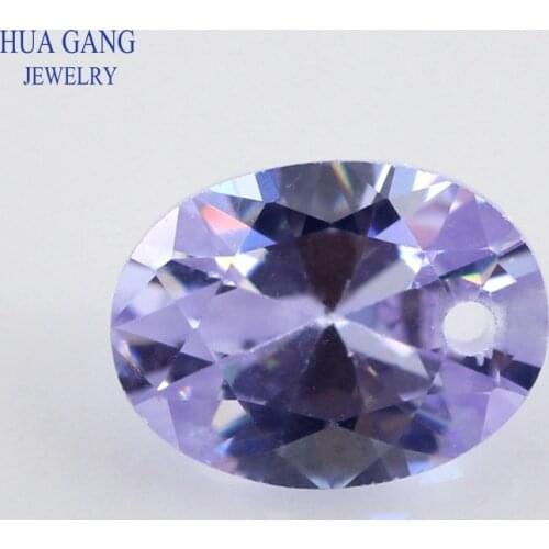 Single Hole AAAAA Oval Shape Brilliant Cut CZ Lavender Cubic Zirconia Stone For Jewelry Making 4x6~15x20mm High Quality Beads