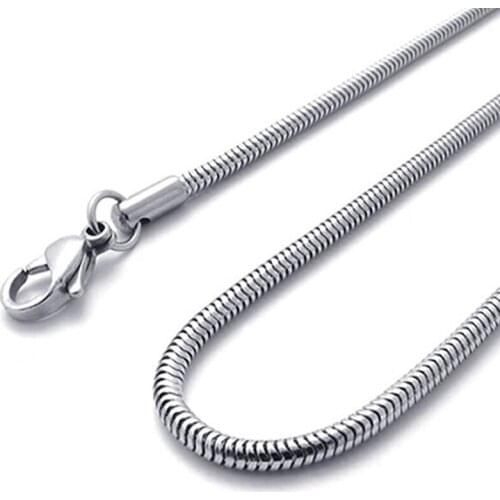 Jewelry mens chain, stainless steel curb chain necklace snake, silver (width 3 mm, length 65 cm)