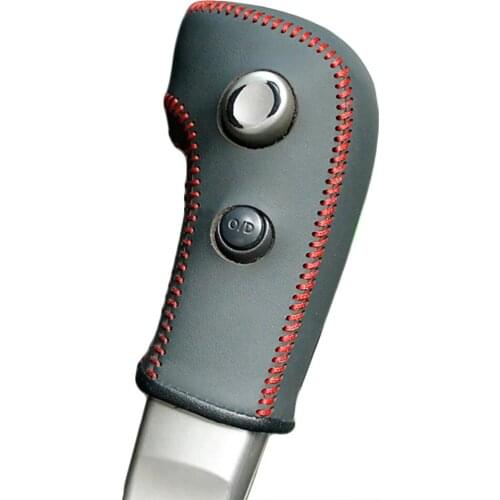 Black Genuine Leather Hand-stitched Car Gear Shift Knob Covers for Nissan Tiida 2005-2009 Automatic
