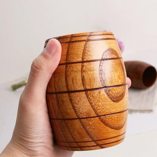 Natural Wood Cup Wooden Classical Handcrafted Durable Jujube Big Belly Beer Coffee Tea Milk Juice Cup Tumbler Bar Eco-Friendly