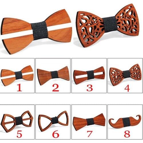 DHL or fedex 50pcs/lot Fashion Wooden Bow Tie For Men Unisex Hollow Carved Retro Wooden Neck Ties Adjustable Bow Tie