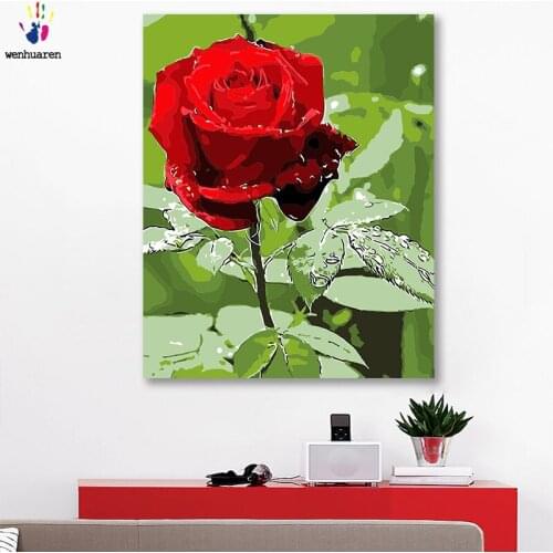 DIY colorings pictures by numbers with colors Romantic red rose picture drawing painting by numbers framed Home