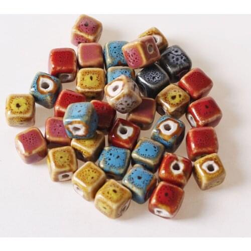 10pcs/Lot Mix Color Square Shape 10mm Ceramic Beads For Jewelry Making DIY Loose Ceramics Bead Bracelet Necklace Accessories