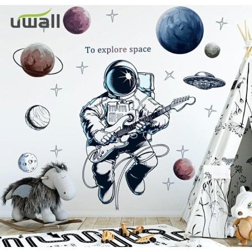 Creative Astronaut Cartoon Wall Sticker Kids Room Decoration Home Decor Bedroom Wall Decor Boy Room Decor Self-Adhesive Stickers