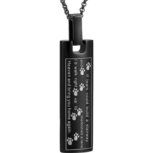 Cremation Jewelry Necklace for Ashes, Pet Paw Print Memorial Pendant Stainless Steel, Dog Ashes Keepsake Locket for Women Men