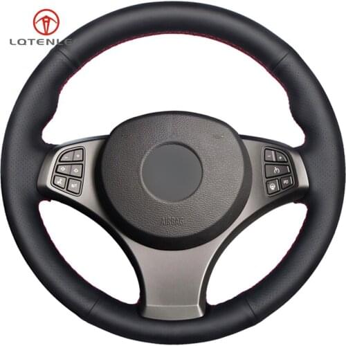 LQTENLEO Black Artificial Leather Hand-stitched Car Steering Wheel Cover for BMW X3 (M Sport) E83 2005 2006 2007 2008 2009 2010